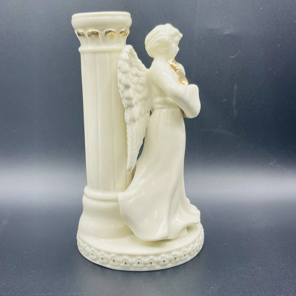 Mikasa Fine Porcelain Holiday Elegance Angel Candle Holders Gold Trim (Set of 2)